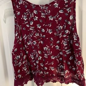 Forever 21 Burgundy Floral Crop Top
